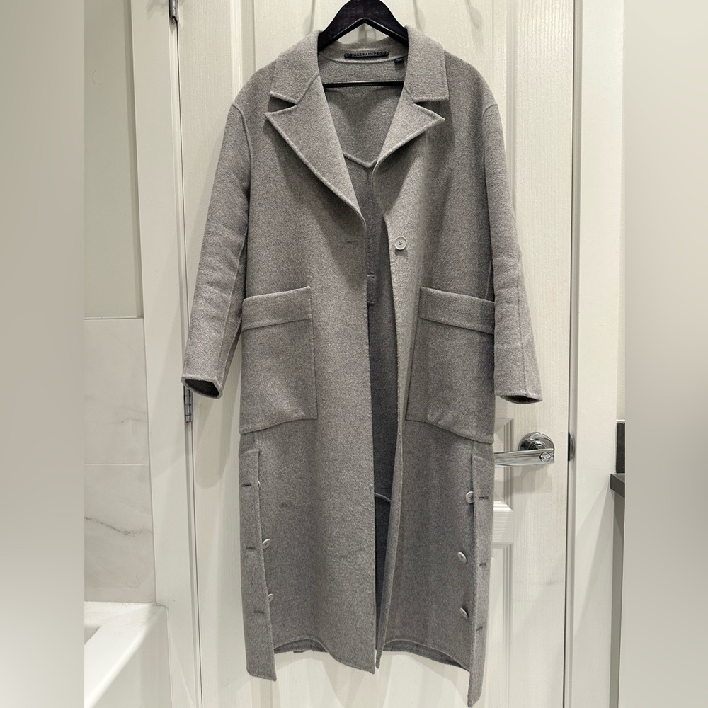 All Saints Grey Wool Belted Coat – US 4 - Picture 3 of 12